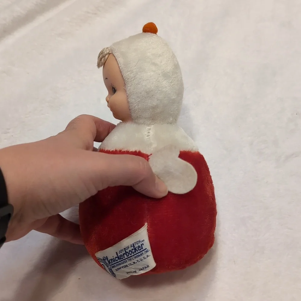 Knickerbocker Rubber Face Baby Doll Plush Musical Chime Roly Poly Vintage Toy